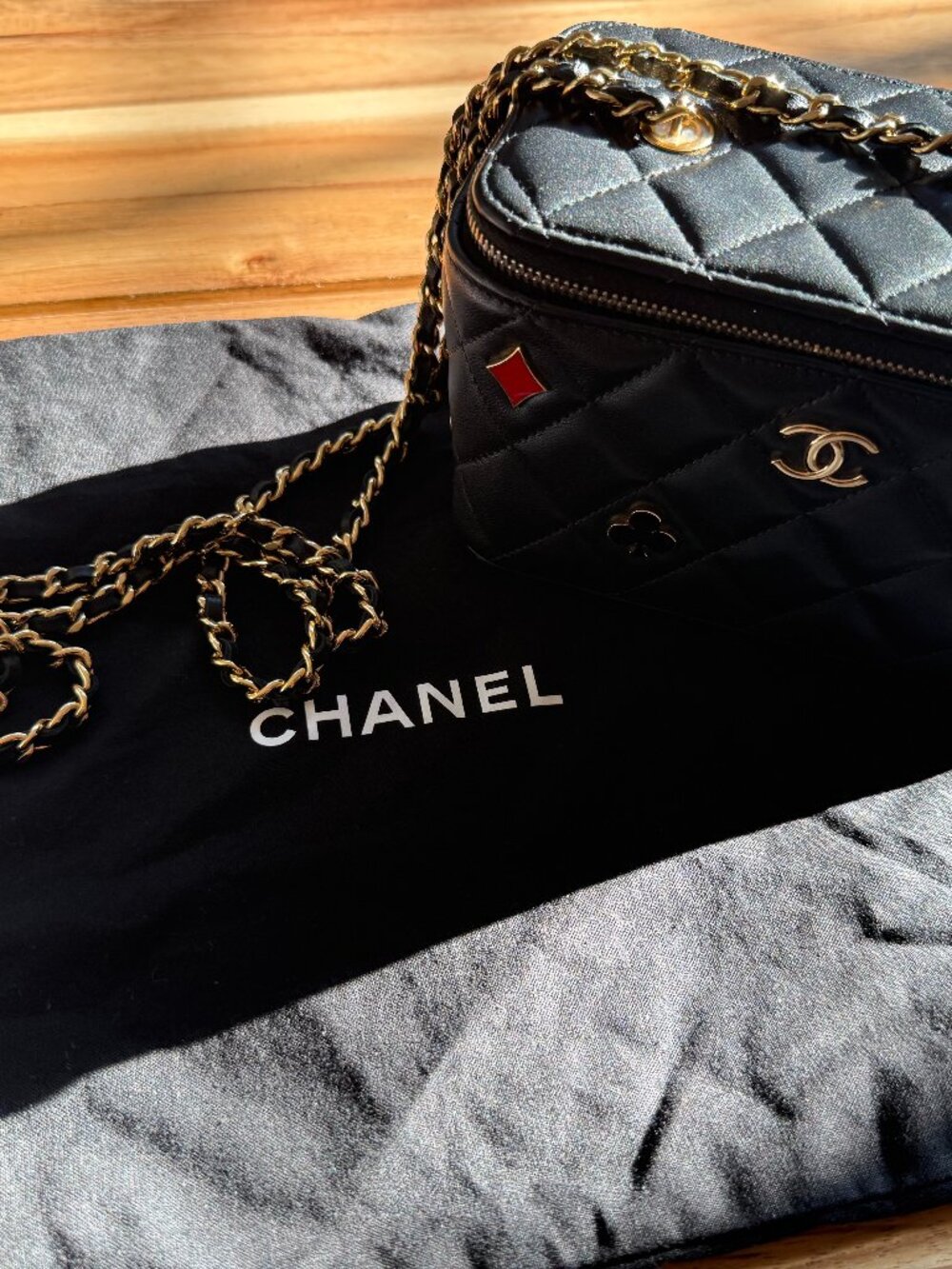 Chanel Black Lambskin Casino Charm Vanity Bag